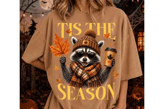 Tis the Season Raccoon_ DTF Transfer Design