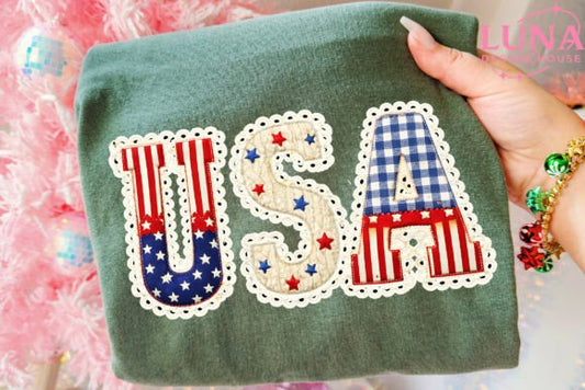 USA Quilt with lace DTF Transfer Design