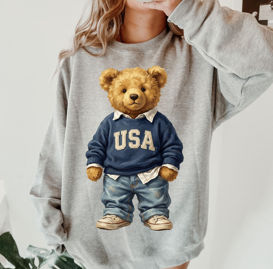 USA teddy bear  DTF Transfer design