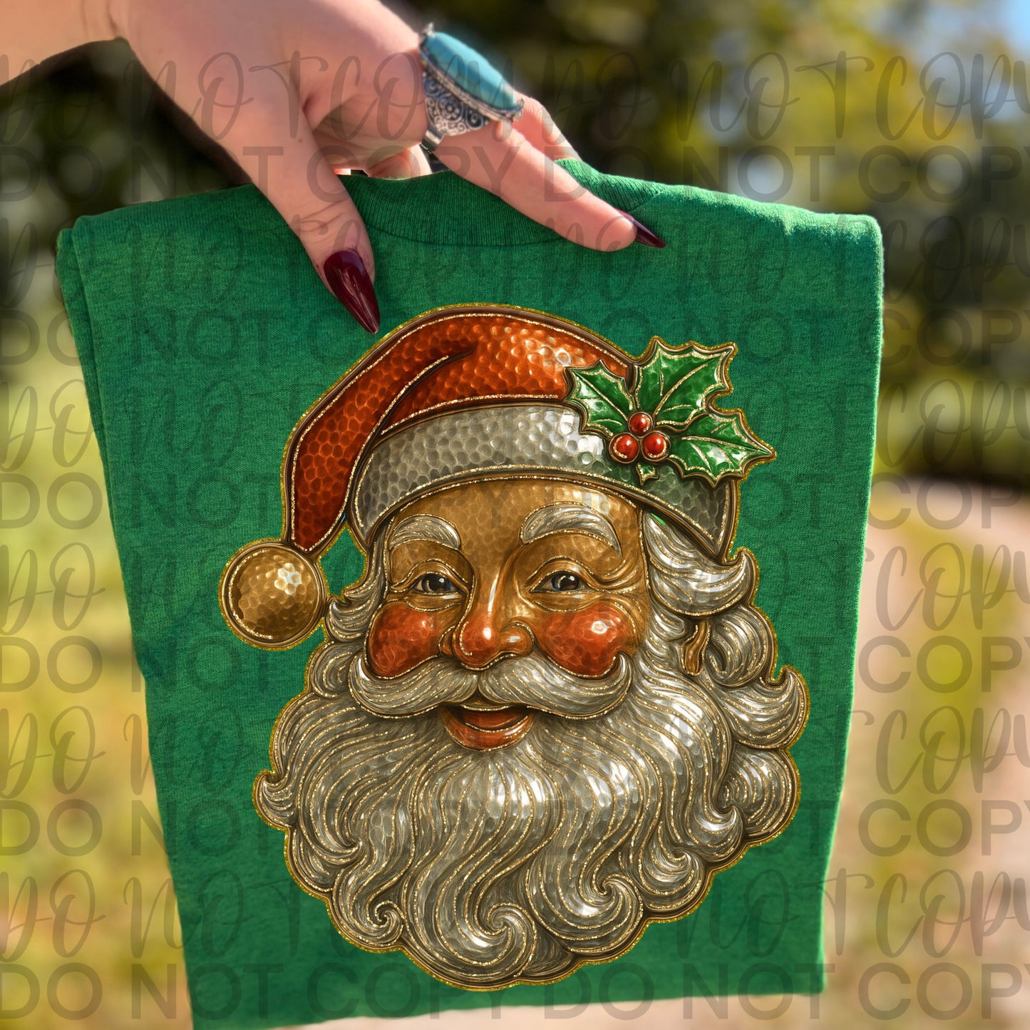 Santa head gold DTF Transfer Design SS