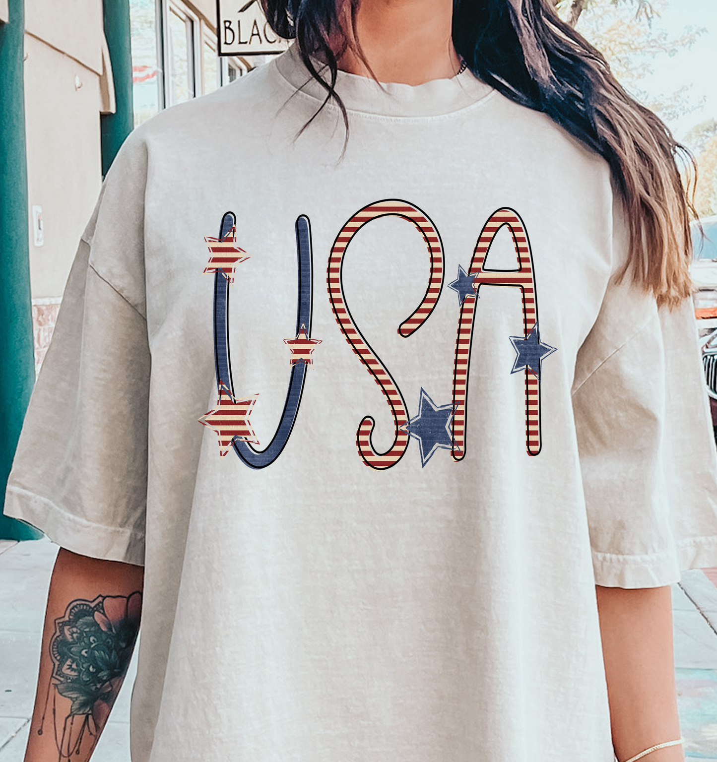 Vintage USA stars and stripes DTF Transfer Design