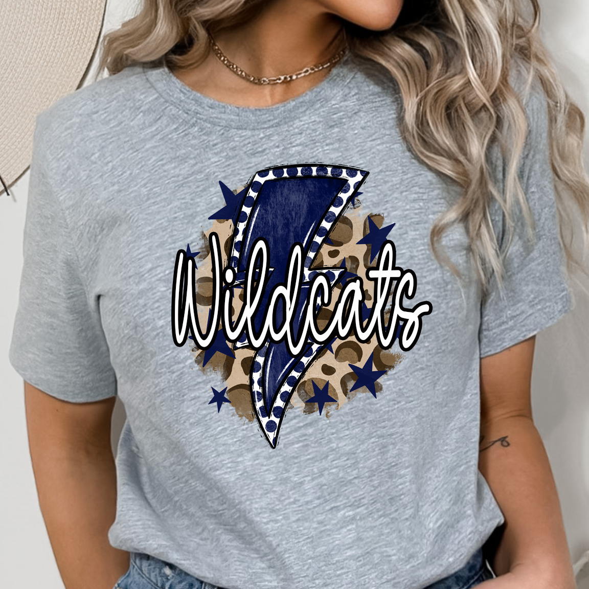 Wildcats Bright Bolts Navy DTF Transfer Design