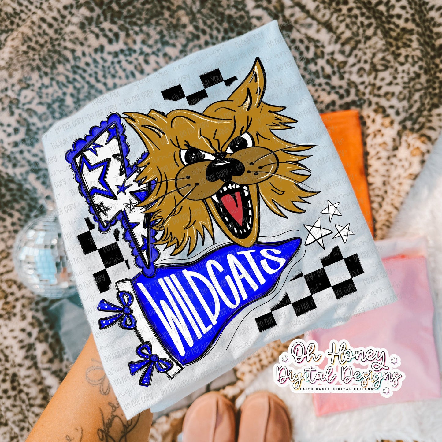 Wildcats checkered LB stars DTF Transfer Design