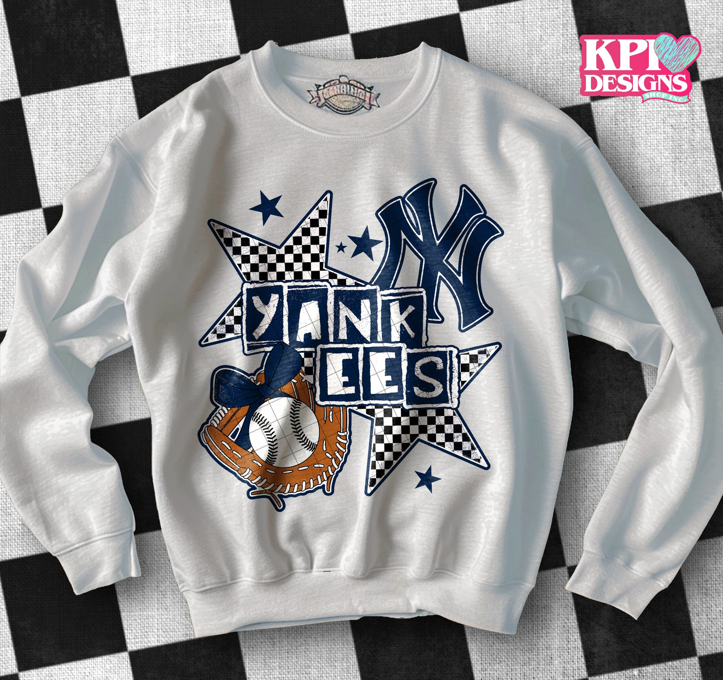 Yankees Checkered Stars  DTF Transfer Design