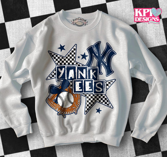Yankees Checkered Stars  DTF Transfer Design