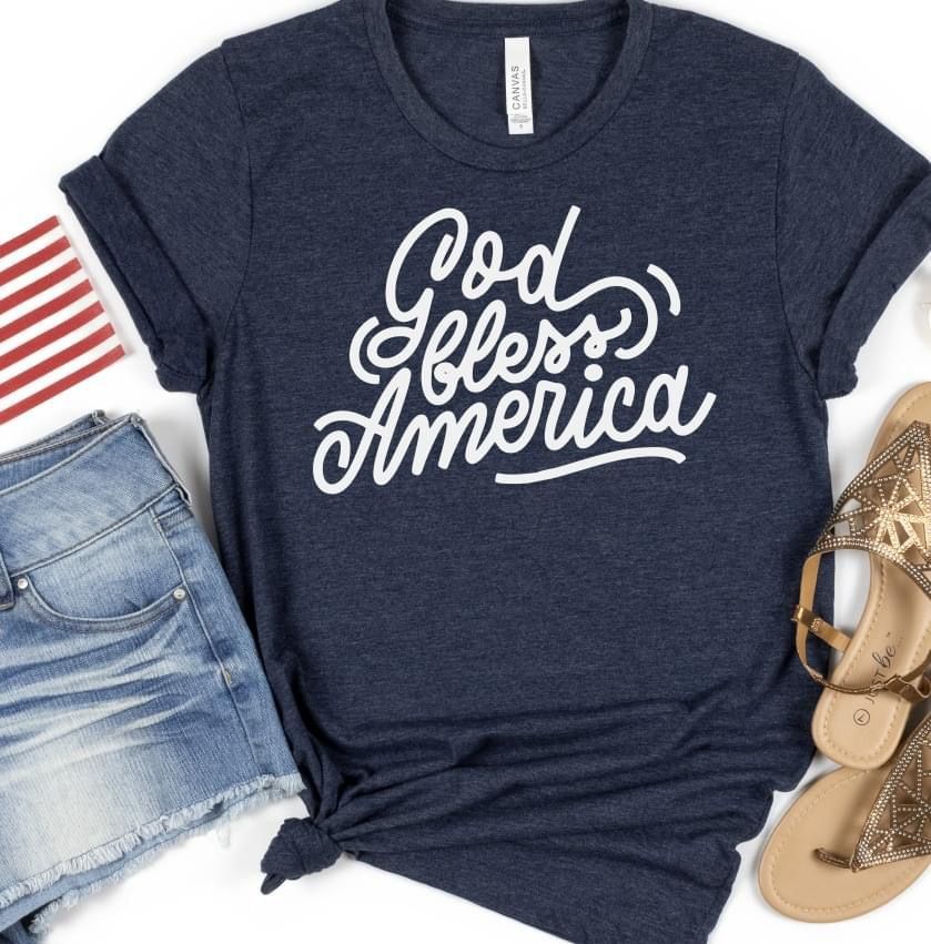 God bless America Hand Lettering DTF Transfer Design Bev