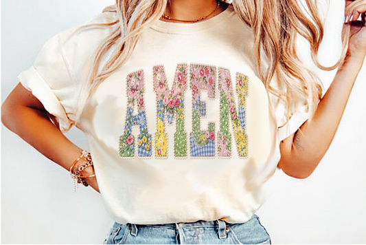 amen Patchwork Pearls DTF Transfer Design