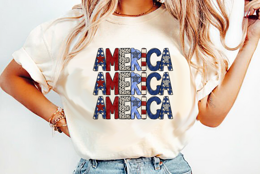 america stacked DTF Transfer Design