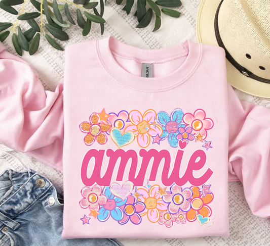 Ammie Floral Heart Family Names DTF Transfer Design