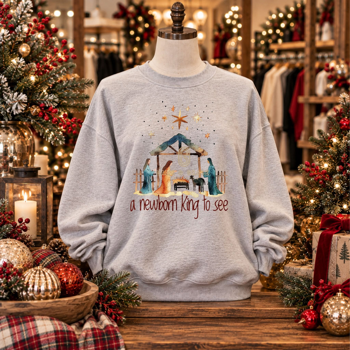 a newborn king to see Nativity DTF Transfer Design