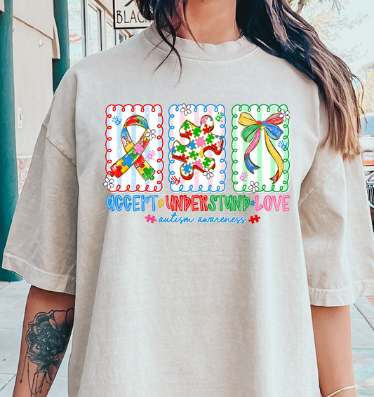 autism Accept Understand Love stamps  DTF Transfer Design