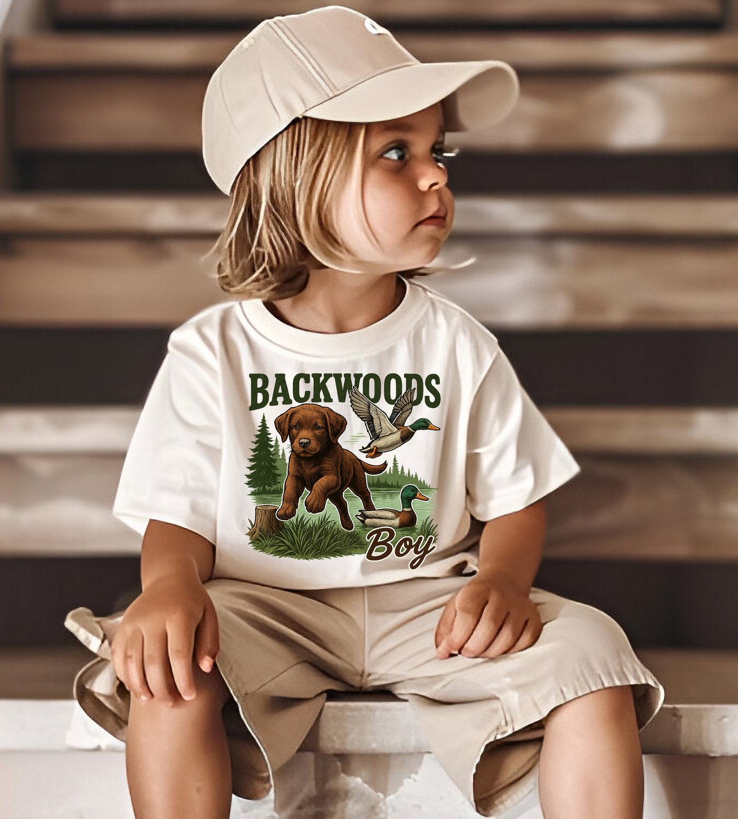 backwoods boy png brown Labrador hunting dog  DTF Transfer Design