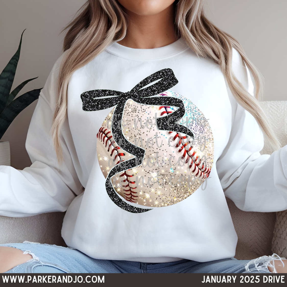 Faux Glitter baseball color bow DTF Transfer Design