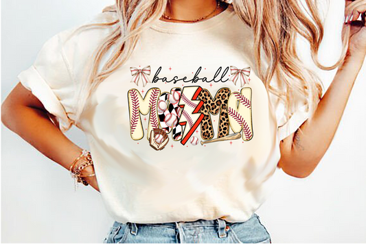 baseball mama black DTF Transfer Design