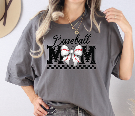 Baseball Mom with bow DTF Transfer Design