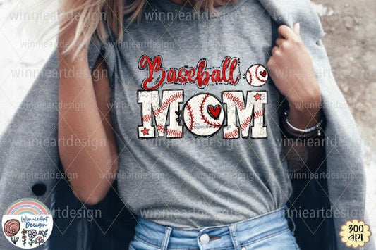 Baseball Mom Red DTF Transfer Design