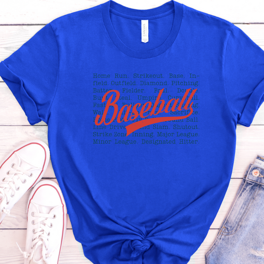 Baseball with words DTF Transfer Design