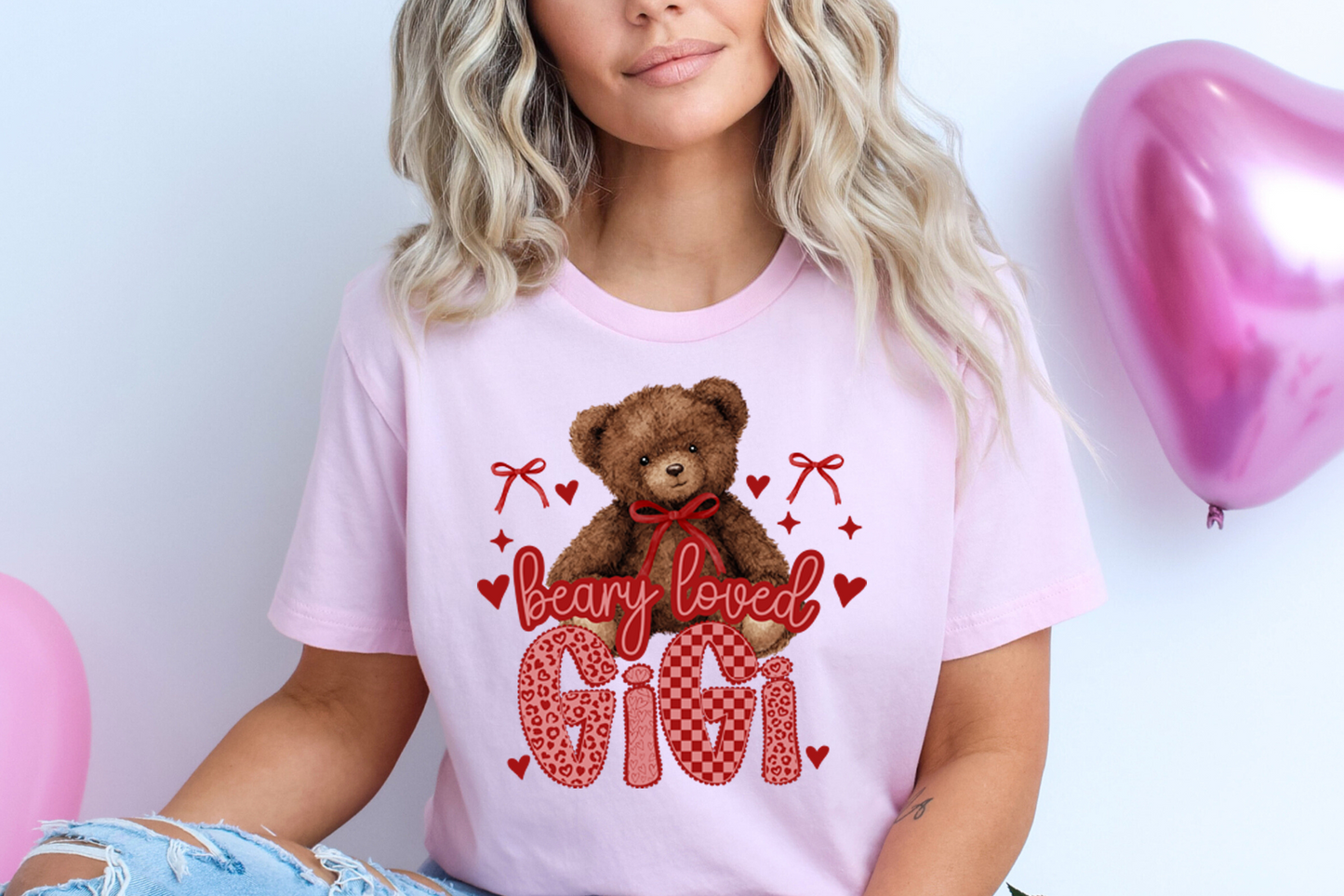 Beary loved (name) teddy bear DTF Transfer Design