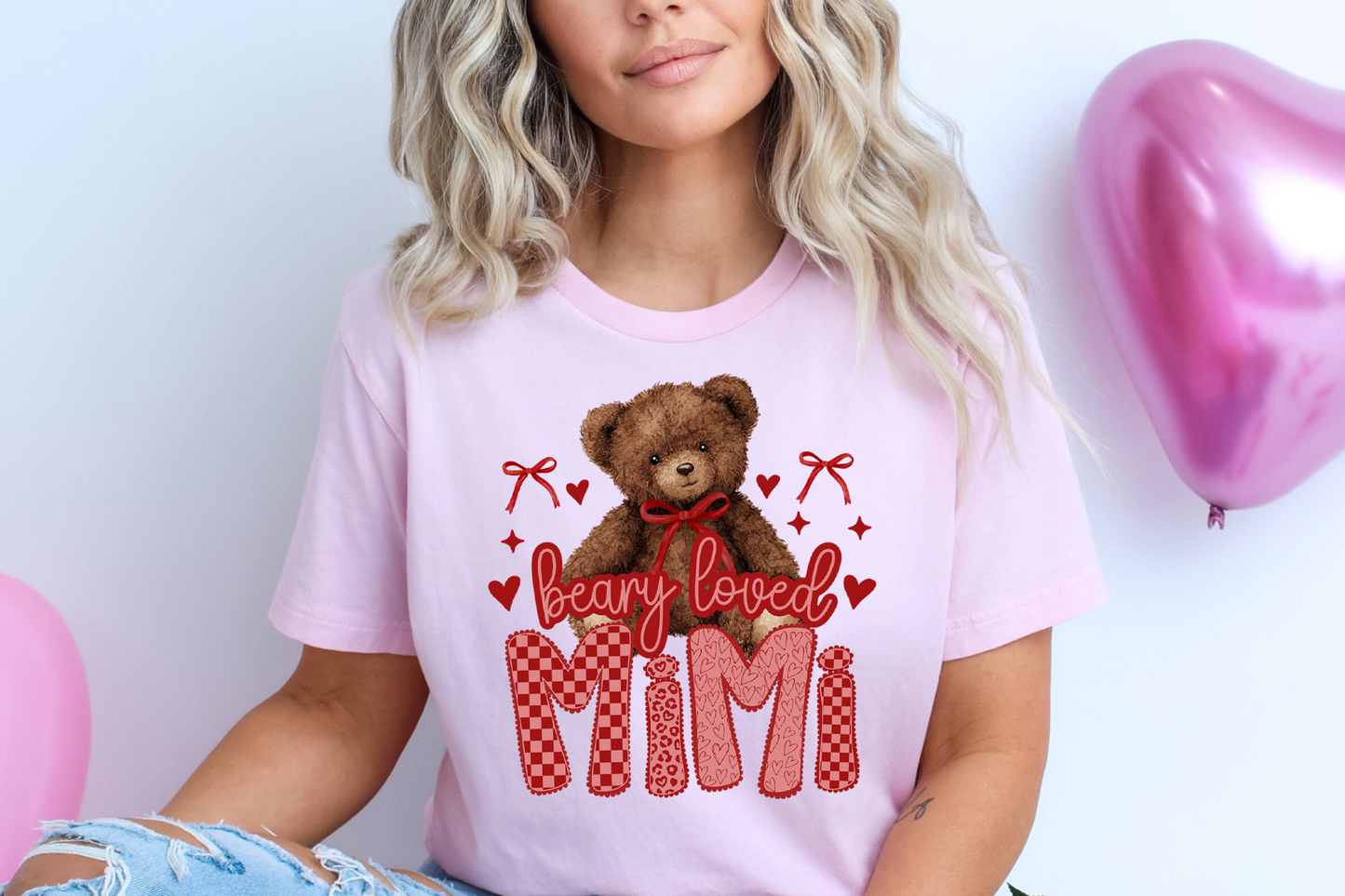 Beary loved (name) teddy bear DTF Transfer Design