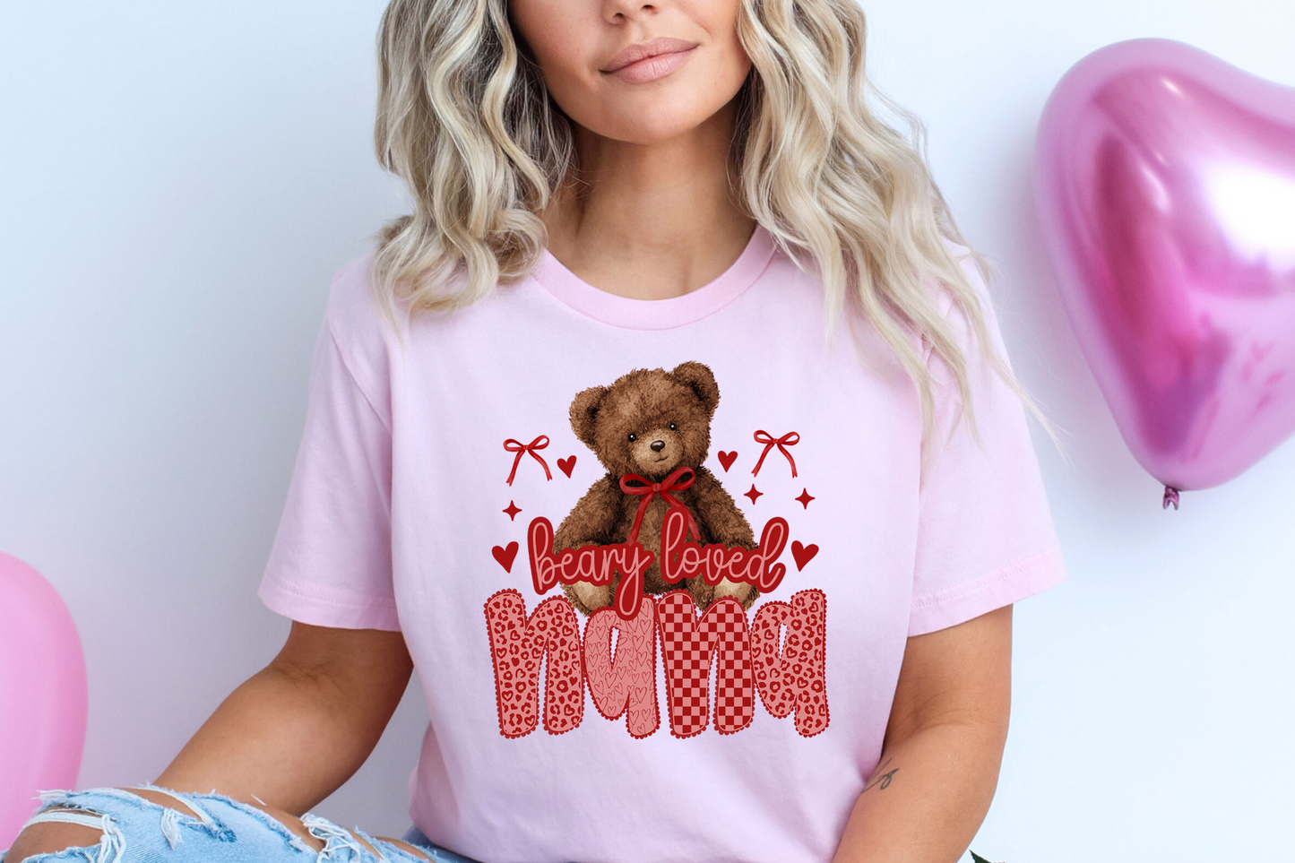 Beary loved (name) teddy bear DTF Transfer Design