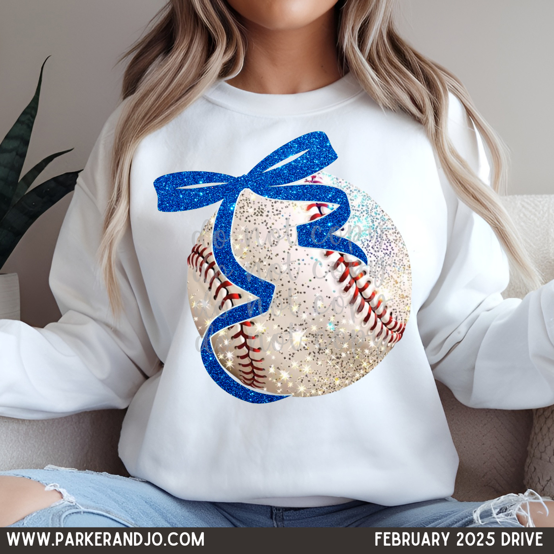 Faux Glitter baseball color bow DTF Transfer Design