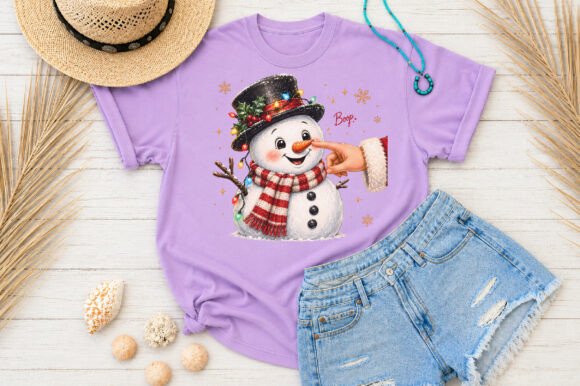 boop santa pointing snowman DTF Transfer Design