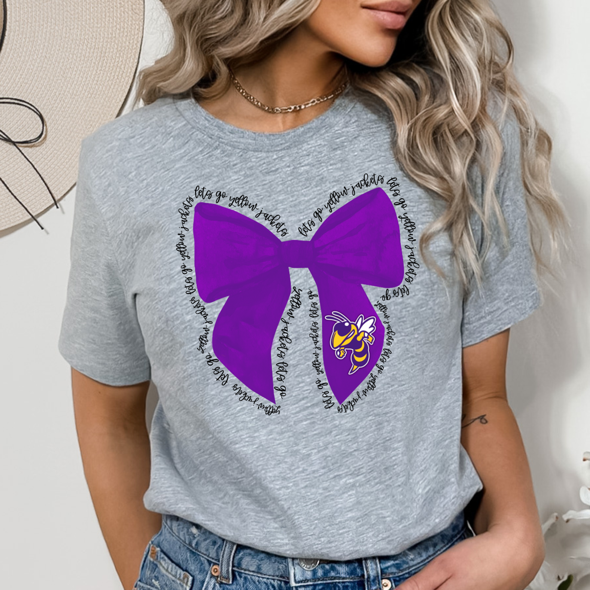 Yellowjackets Purple Let's Go Bow DTF Transfer Design