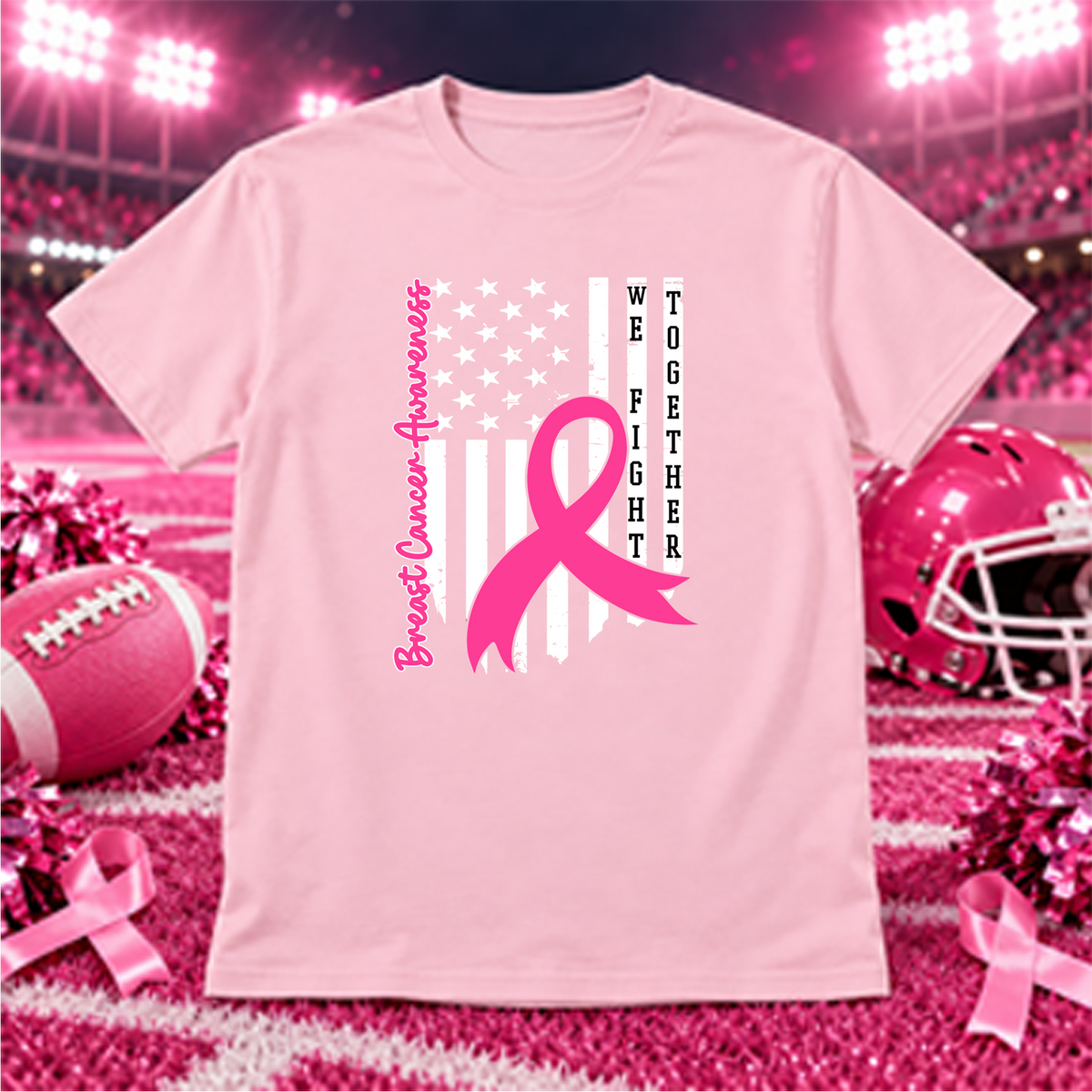 breast cancer flag white DTF Transfer Design