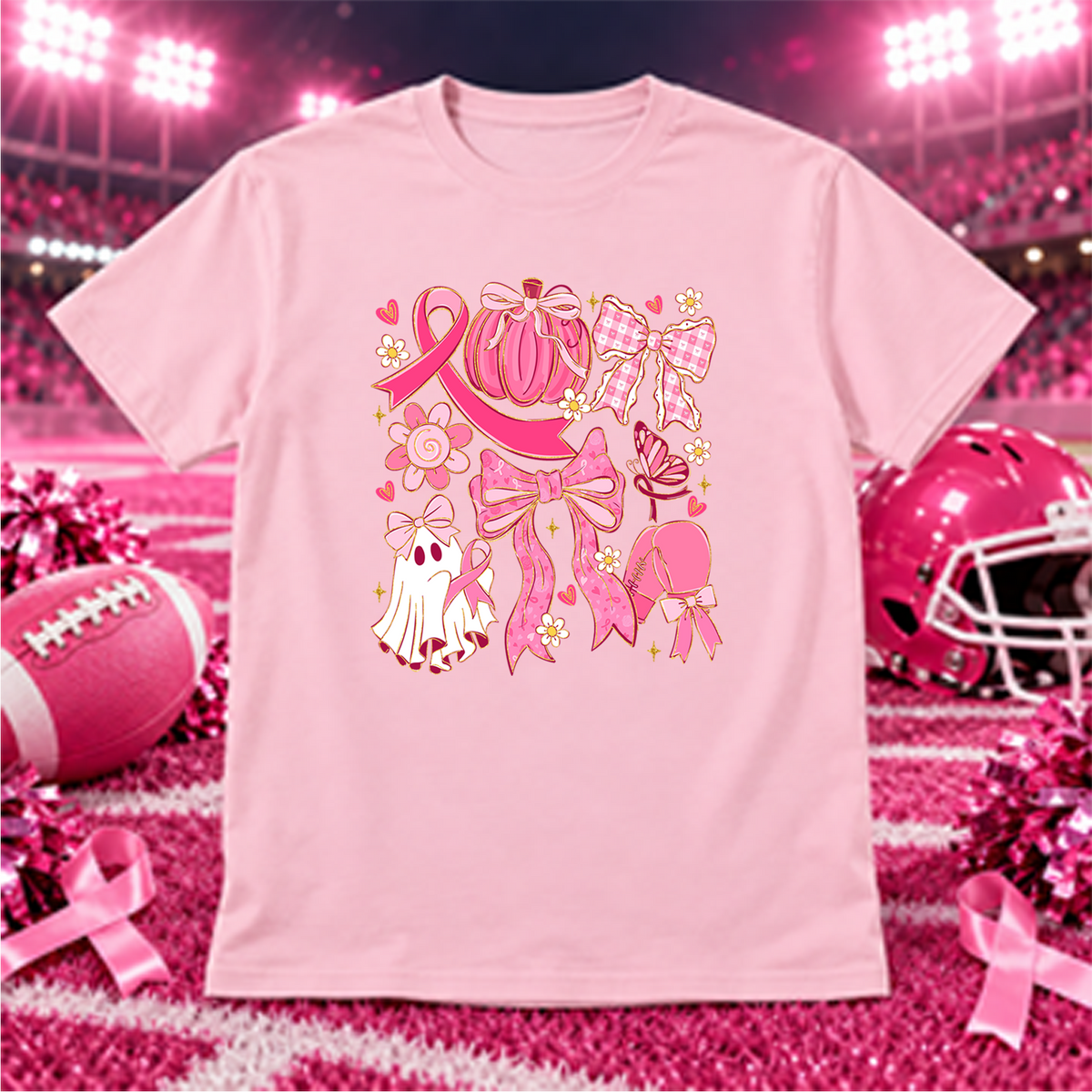 breast cancer ghost bows gloves (2) DTF Transfer Design