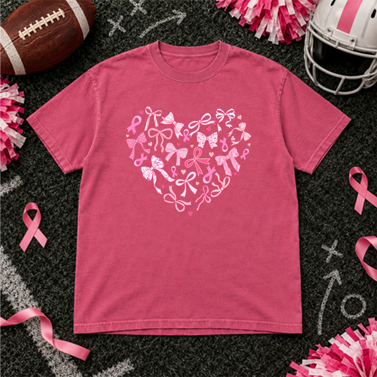 breast cancer heart bow DTF Transfer Design