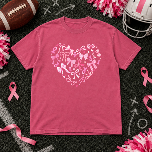 breast cancer heart bow DTF Transfer Design