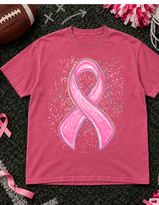 breast cancer paint splatter ribbion DTF Transfer Design