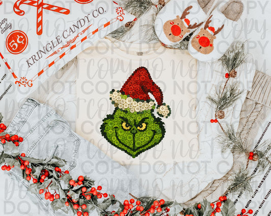 Button Grinch DTF Transfer Design SS