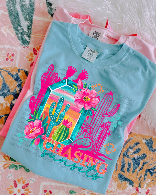 chasing sunsets DTF Transfer Design