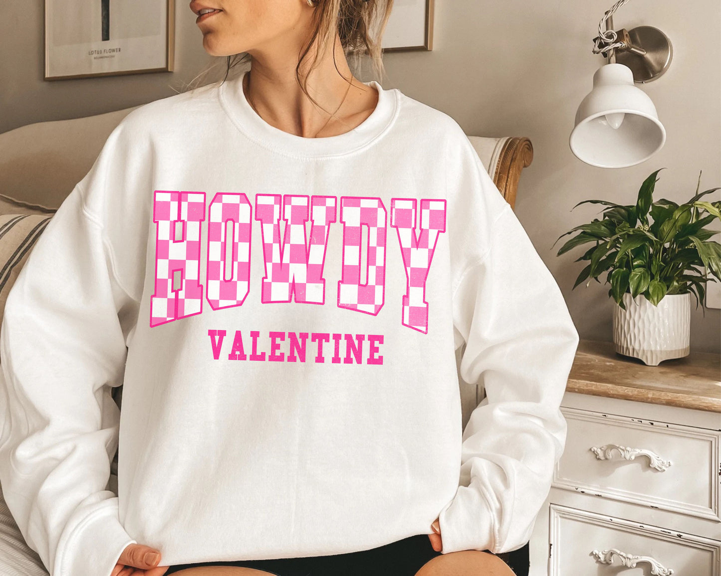 Howdy Valentine Checkered DTF Transfer Design Ozan