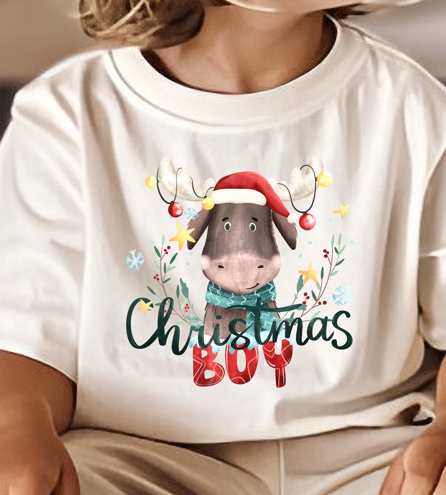 Christmas Boy Reindeer DTF Transfer Design