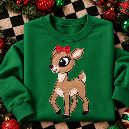 clarice stitched rudolph  DTF Transfer Design