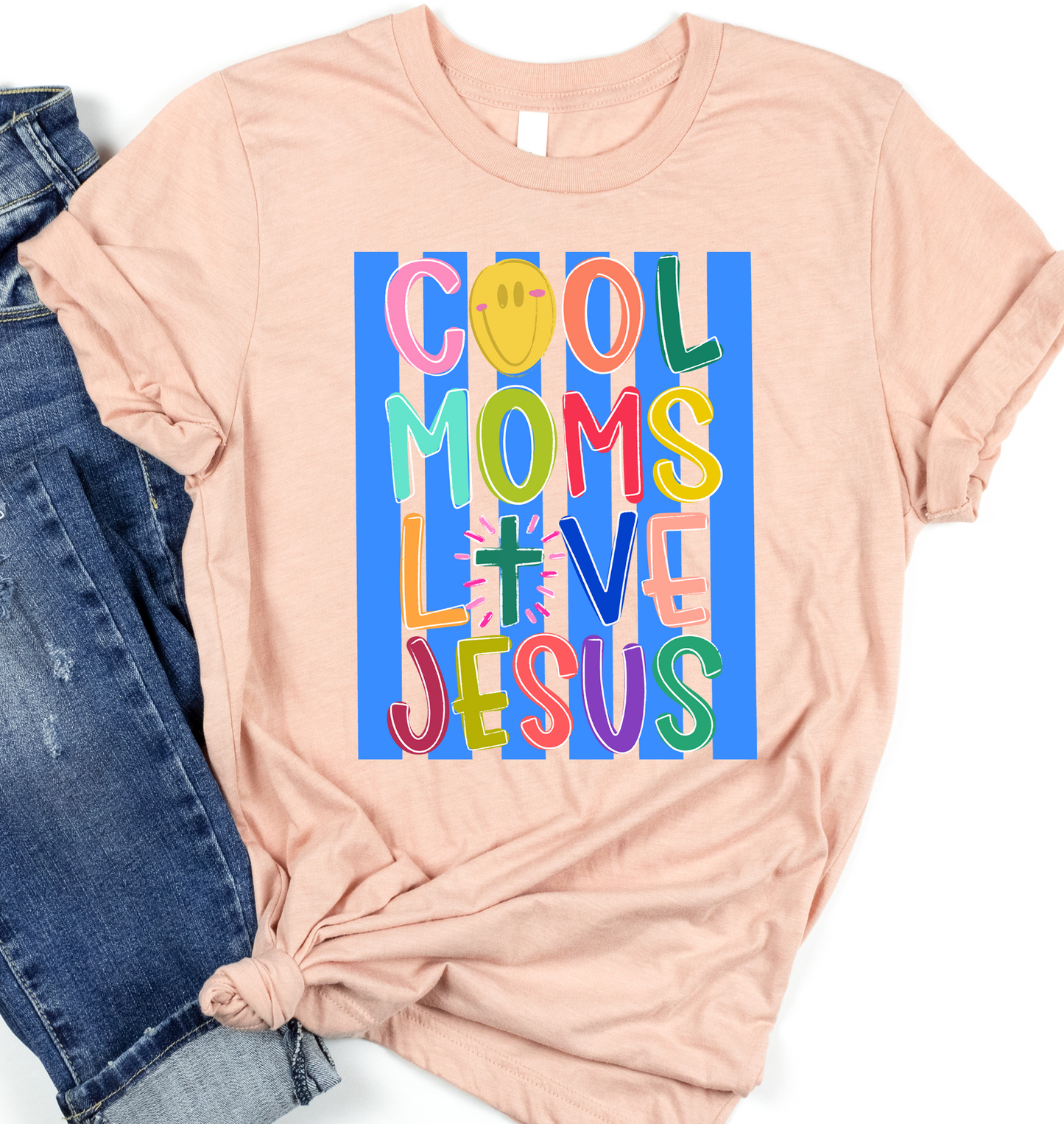 Cool moms love with cross Jesus DTF Transfer Design