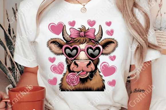 Cow with heart glasses Transfer Design CF