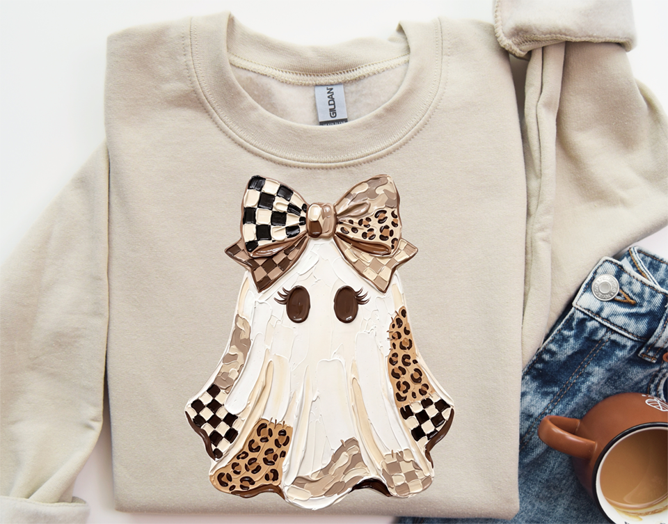 cute impasto ghost patchwork  DTF Transfer Design