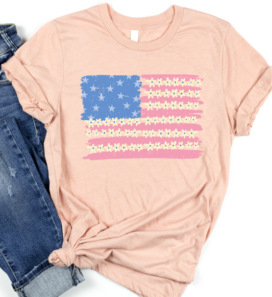 Daisy American flag DTF Transfer design