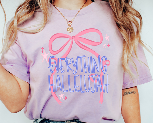 Everything Hallelujah pink bow DTF Transfer Design