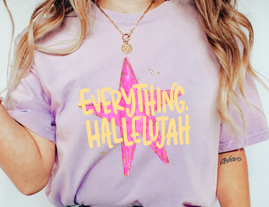Everything Hallelujah pink stars DTF Transfer Design