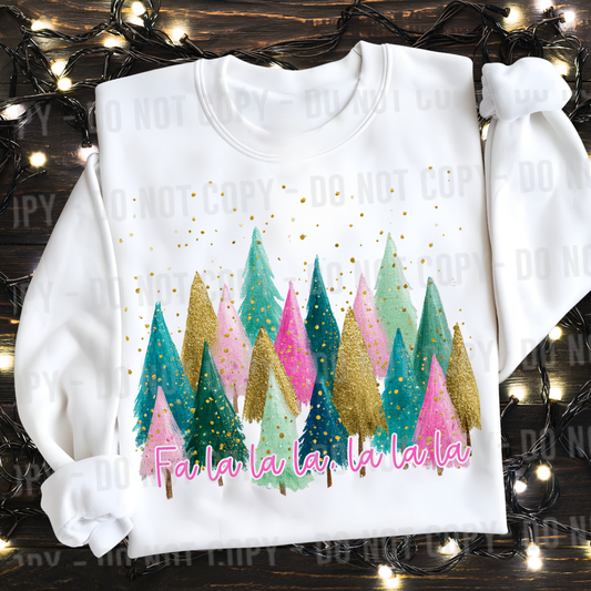 fa la la la la la pastel trees DTF Transfer Design