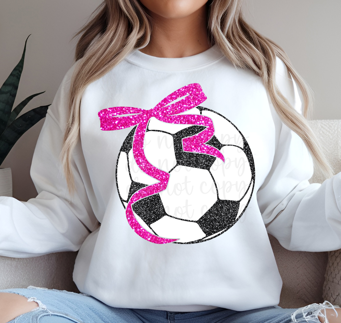Faux Glitter soccer color bow DTF Transfer Design