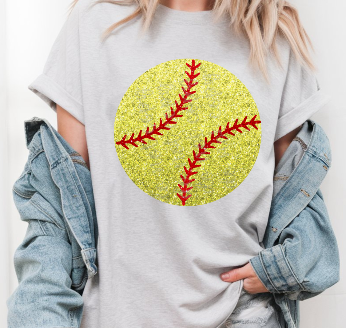 Faux glitter softball DTF Transfer Design