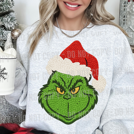 Faux yarn grinch DTF Transfer Design parker