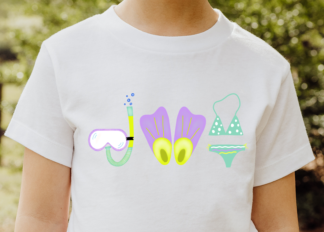Girls Snorkeling trio DTF Transfer Design