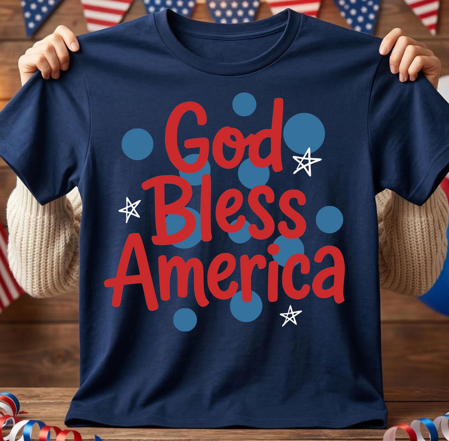 god bless america stars and dots DTF Transfer design