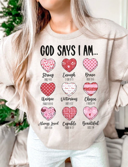 God Says I am Valentine DTF Transfer Design CF